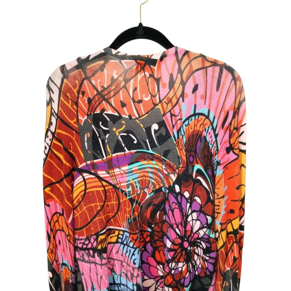 Alberto Makali Womens Twin Set Cardigan Tank Abstract Floral Sequin Beaded Large - Picture 10 of 15